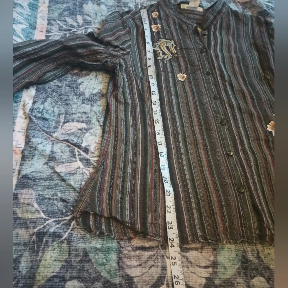 Patch 22 Y2K Indie Button Up Top Juniors L Horse Stud Artsy Boho Hippie Eclectic - Picture 10 of 11